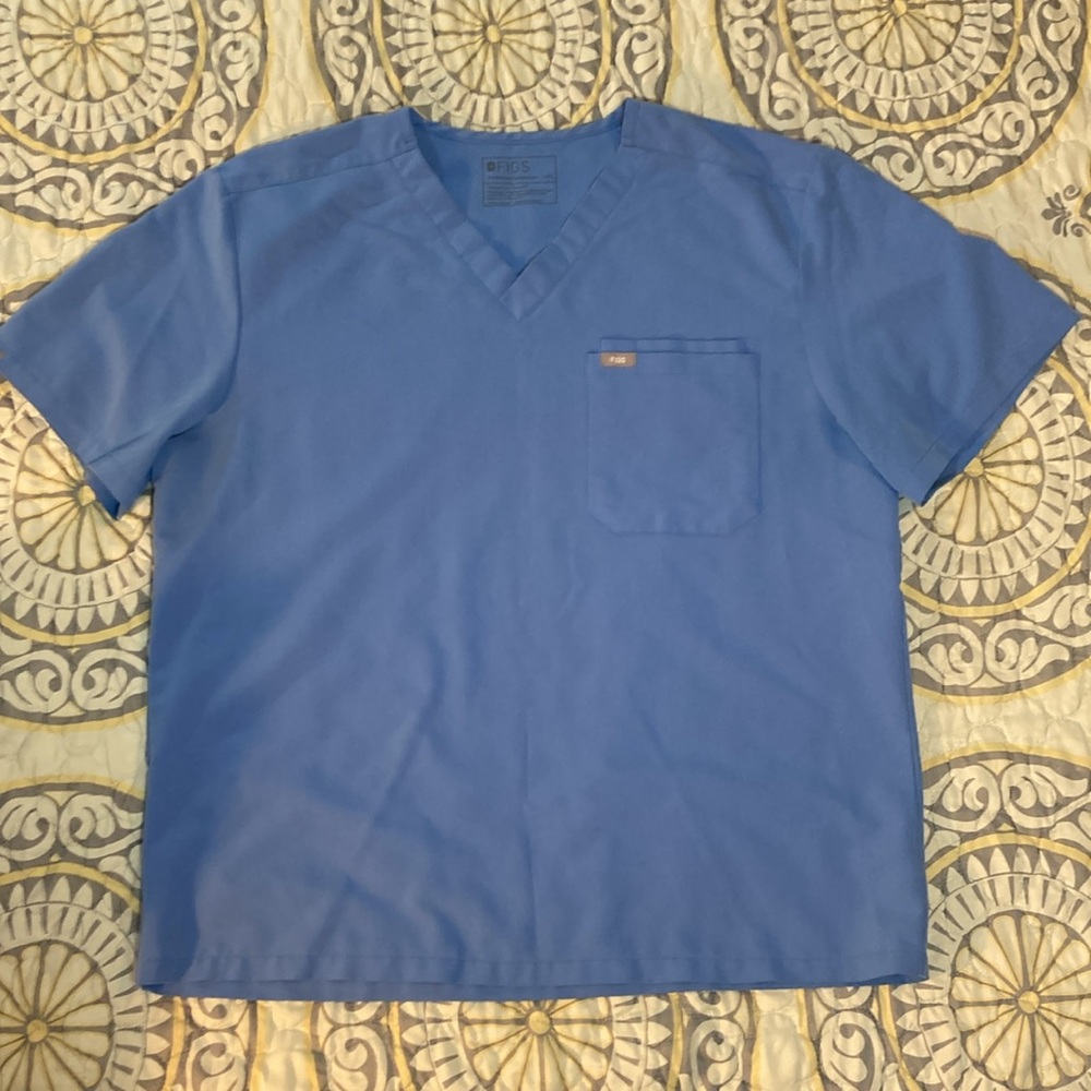 Figs Leon Three-Pocket Scrub Top Men’s Cecil Blue Size XXL